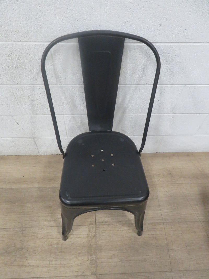 Distressed Black Metal Chair