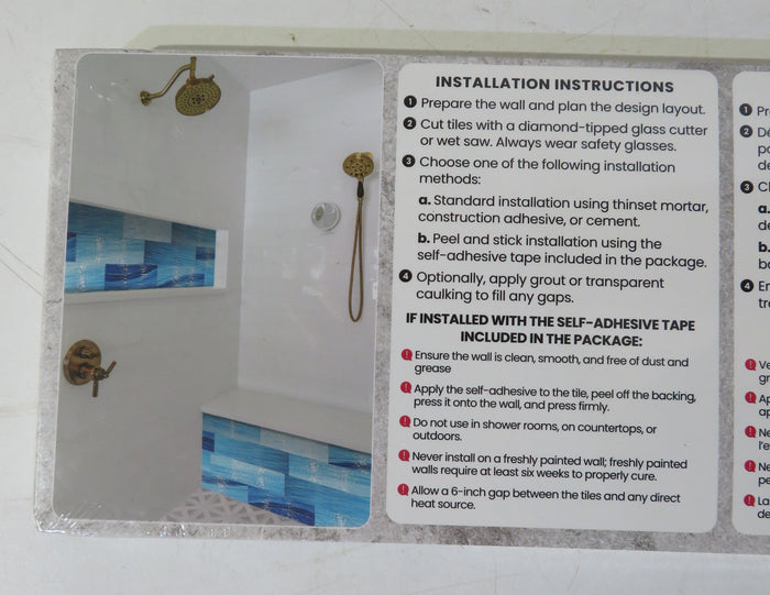 LuxySplash Shades of Blue Textured Glass Subway Wall Tile 4" x 12" (3 Pieces, 1 Sq. Ft./Pack)