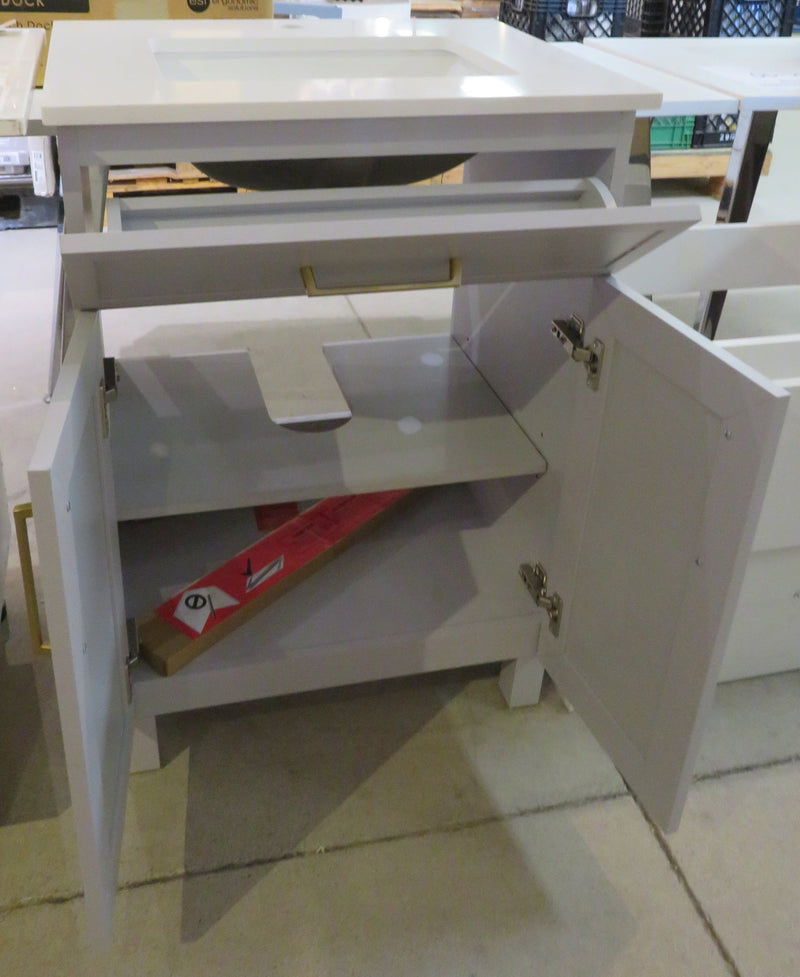 Home Decorators Collection Bilston 24 inch W x 19 inch D x 34.5 inch H Bath Vanity in Dove Grey with Engineered Marble Top