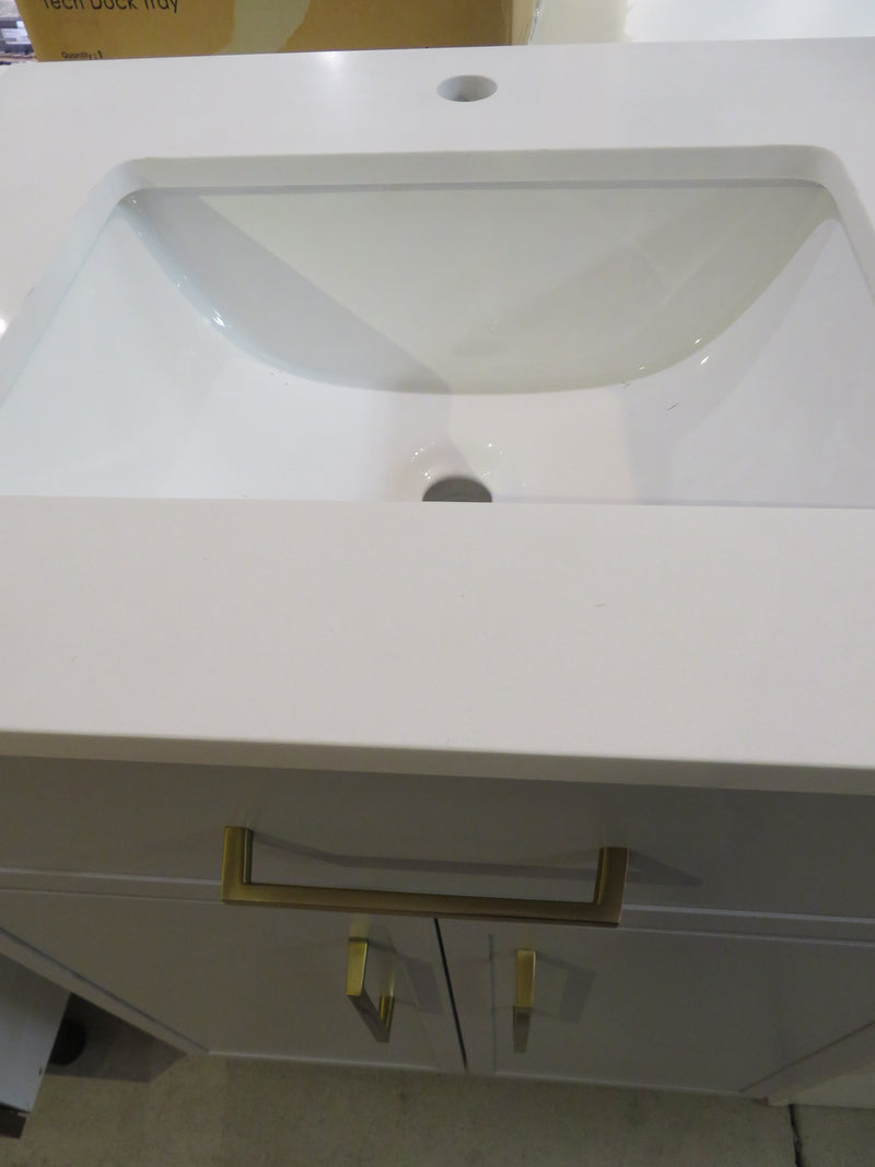 Home Decorators Collection Bilston 24 inch W x 19 inch D x 34.5 inch H Bath Vanity in Dove Grey with Engineered Marble Top