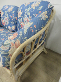 Rattan Patio Love Seat in Floral Fabric