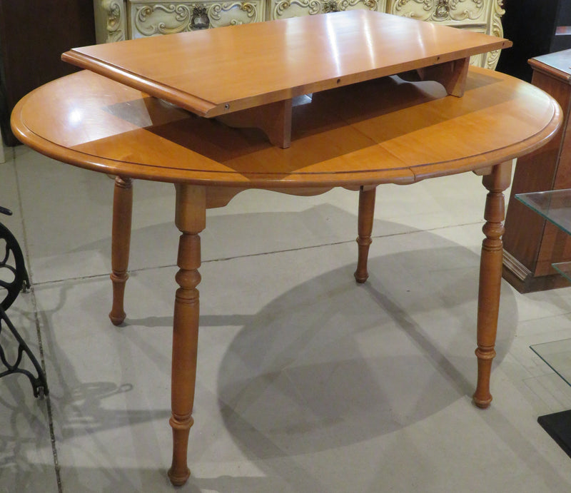Oval Wood Dining Table with Leaf Insert