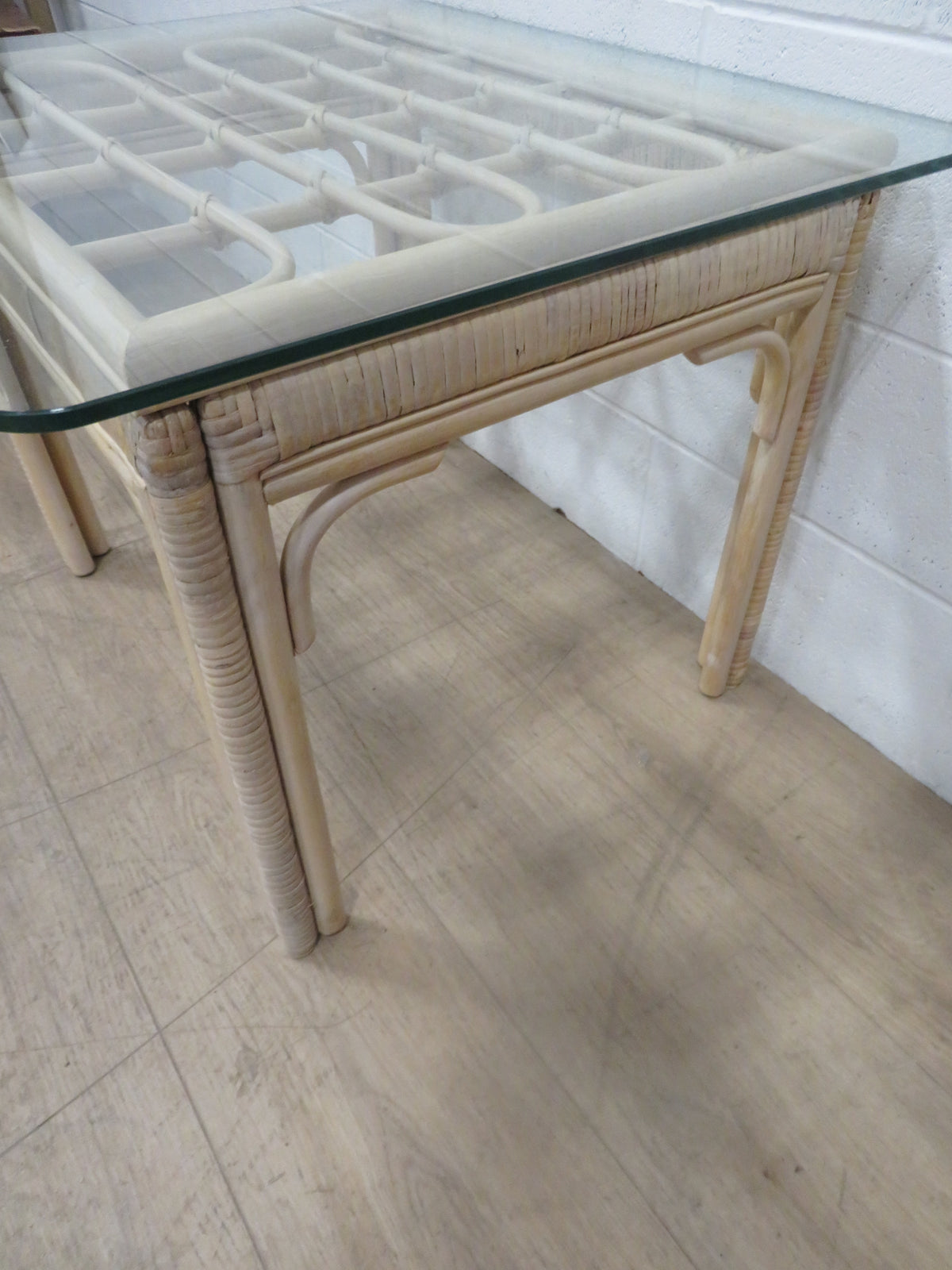 Rattan and Glass Coffee Table