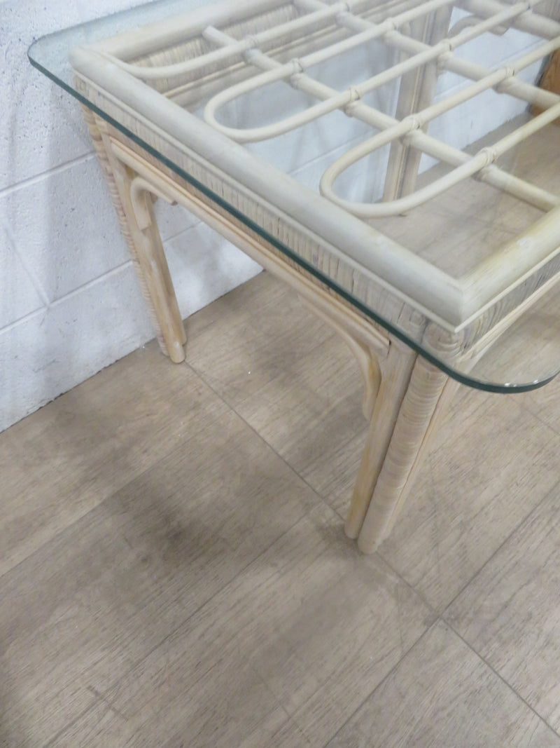 Rattan and Glass Coffee Table