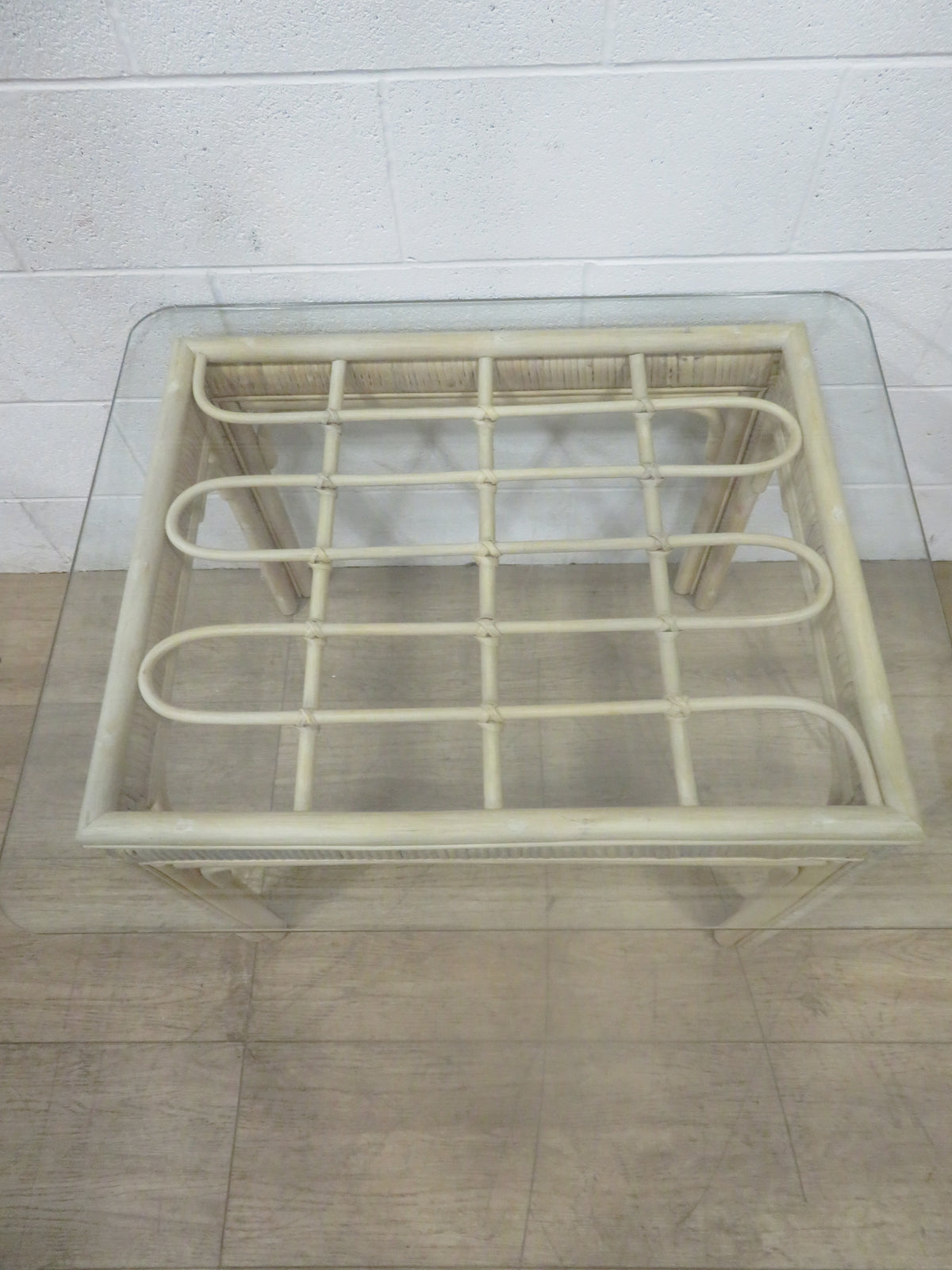 Rattan and Glass Coffee Table