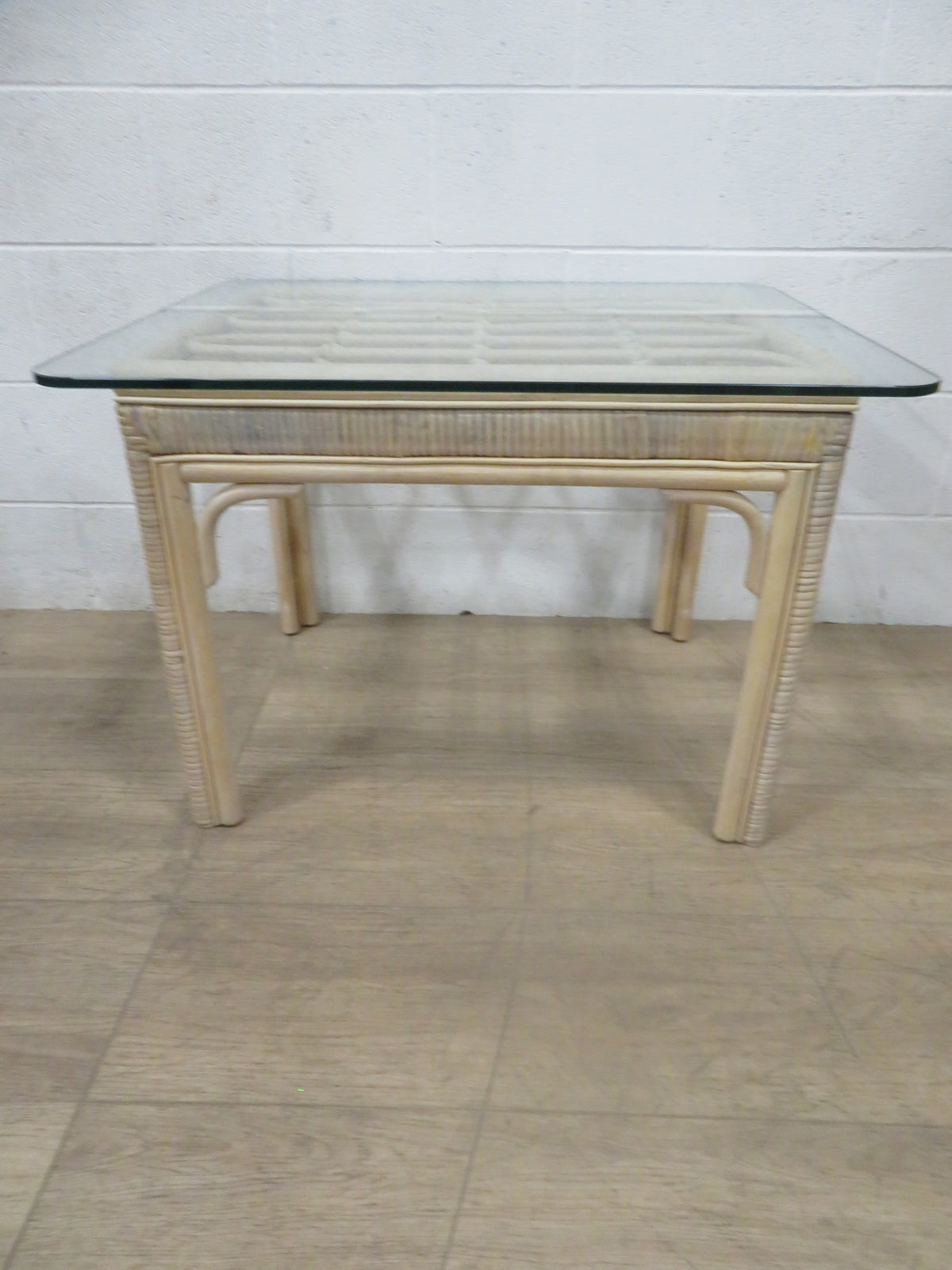 Rattan and Glass Coffee Table