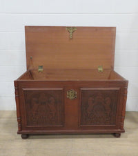 Vintage Hand Carved Wooden Chest