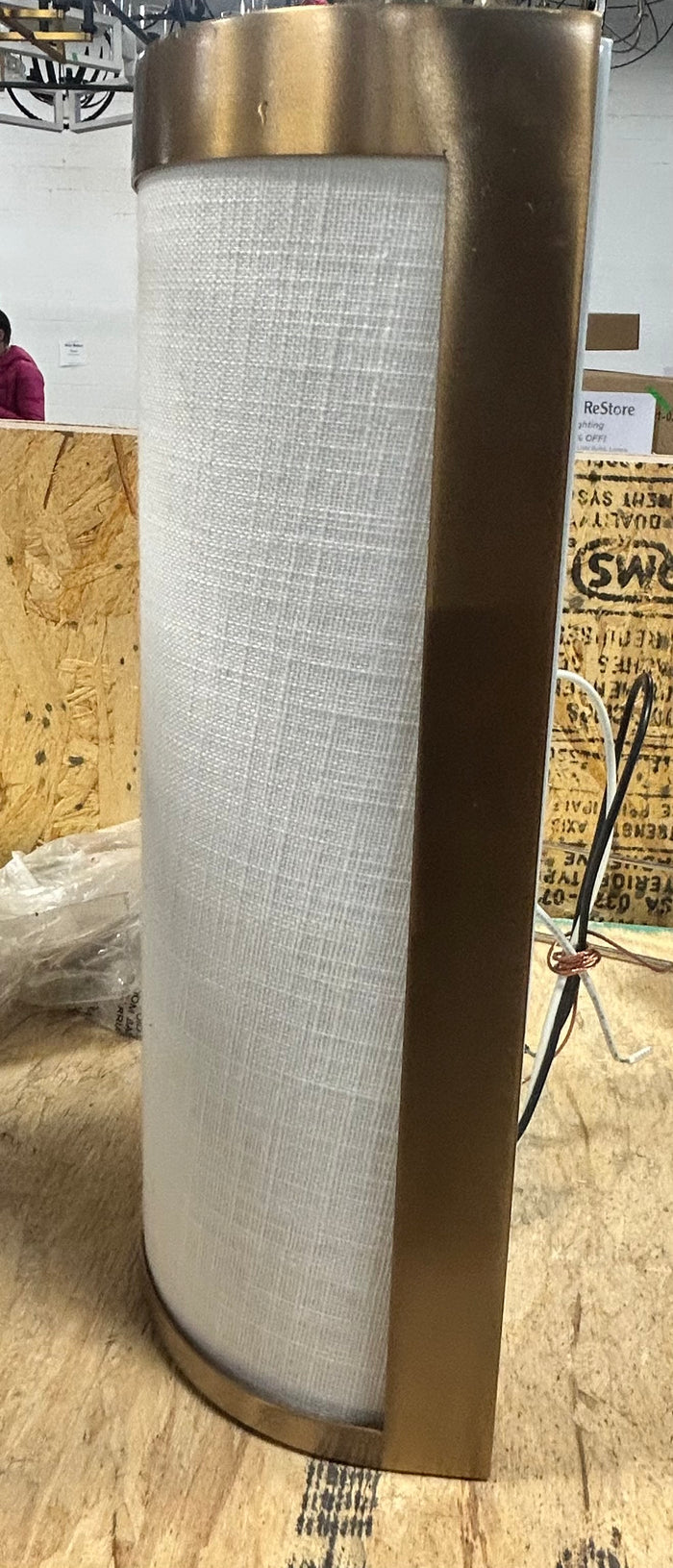 Brushed gold Cylinder Wall light with Linen Shade