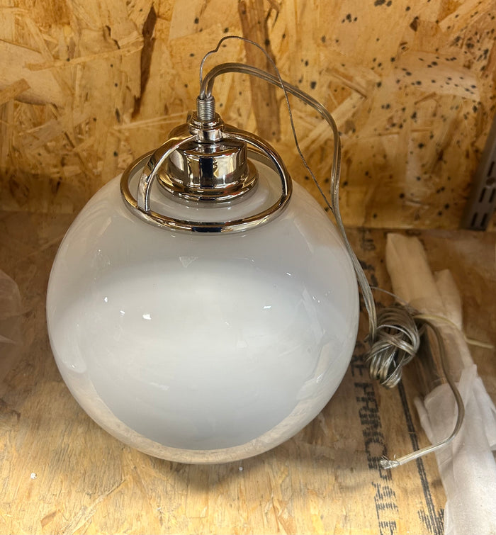 Opal Glass Globe Pendant Light with Chrome