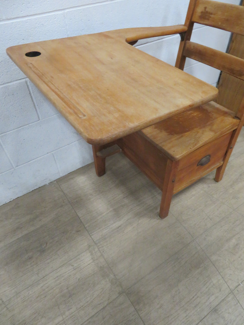 Vintage School Desk in Pine with Drawer