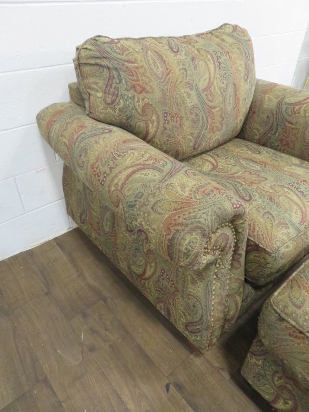 Paisley Patterned Arm Chair and Ottoman