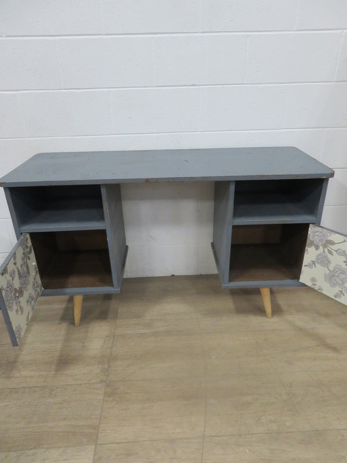 Double Pedestal Desk Painted Gray