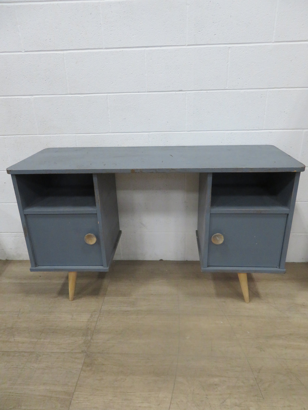 Double Pedestal Desk Painted Gray