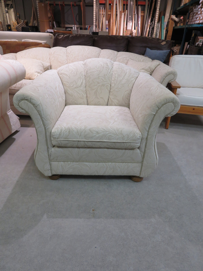 Cream Scalloped Shell- Back Arm Chair