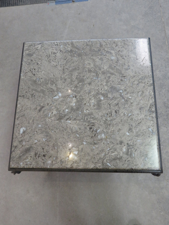 Wrought Iron Side Table with Marble Top