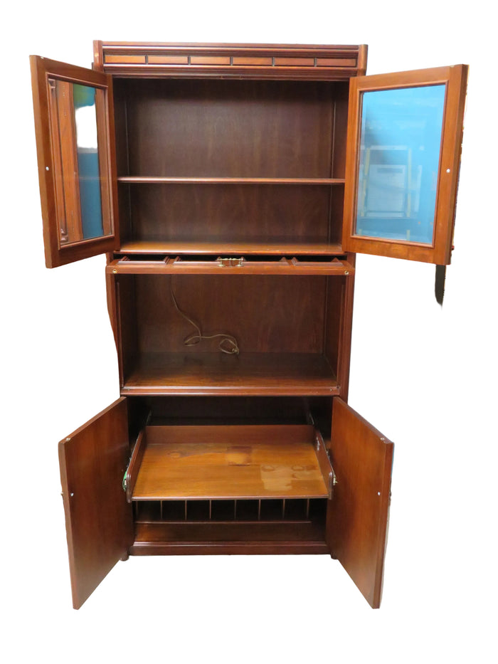 Traditional Secretary Bookcase / Home Bar Cabinet A
