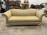 Beige French Provincial Camelback Sofa