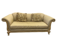 Beige French Provincial Camelback Sofa