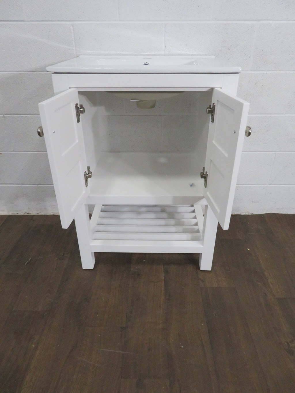 24" White Bathroom Vanity With Sink