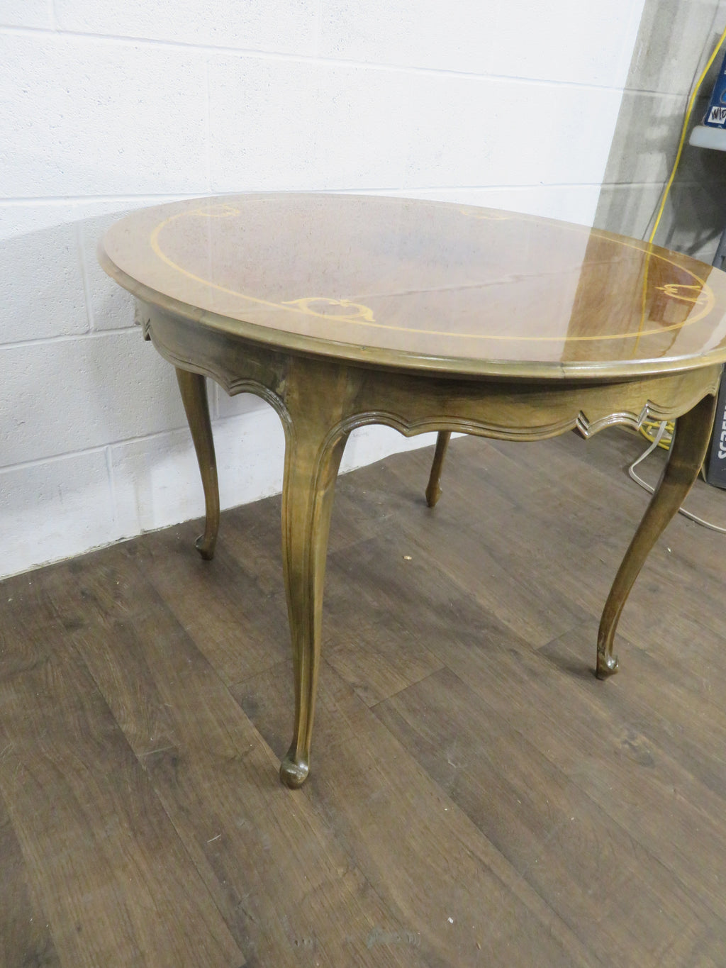 Round Accent Table with In-laid Top
