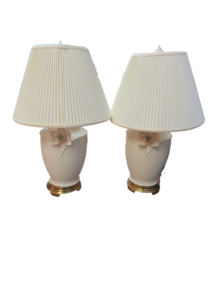 Pair of Mid-Century Floral Lamp