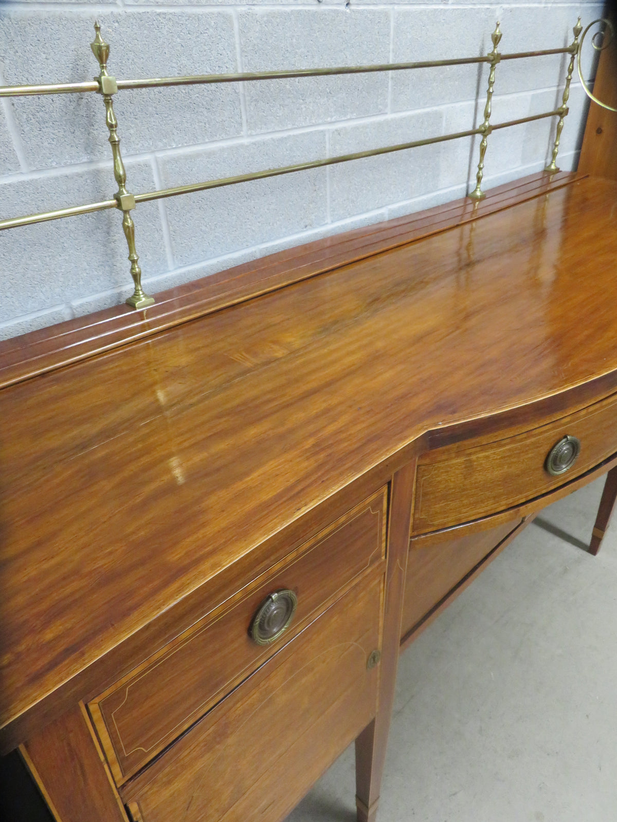 Solid Wood Side Board with Brass Accents