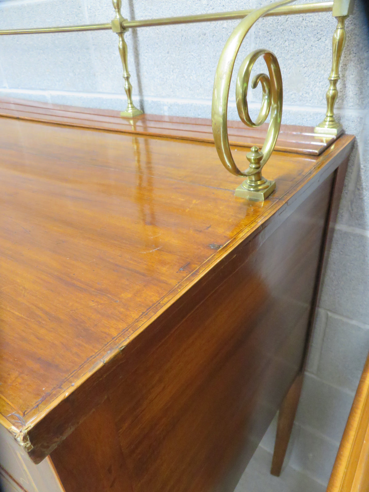 Solid Wood Side Board with Brass Accents