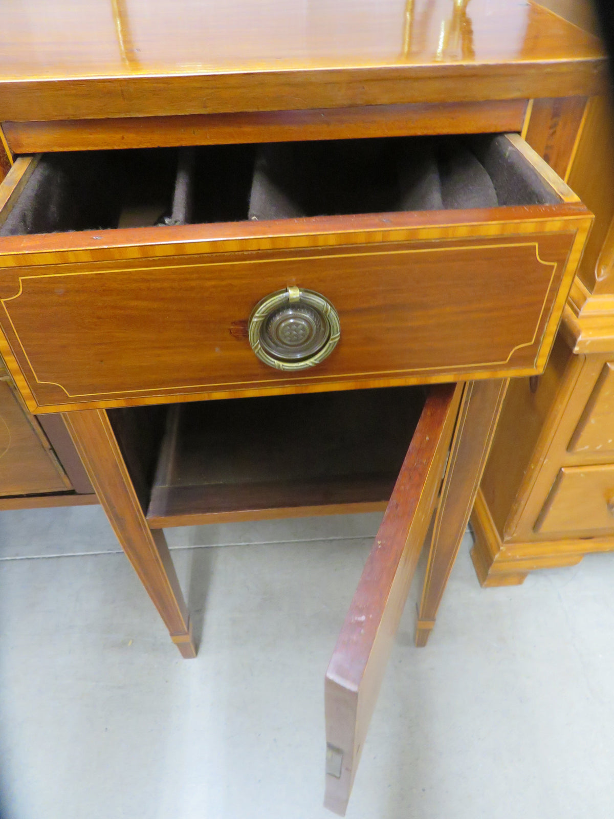 Solid Wood Side Board with Brass Accents