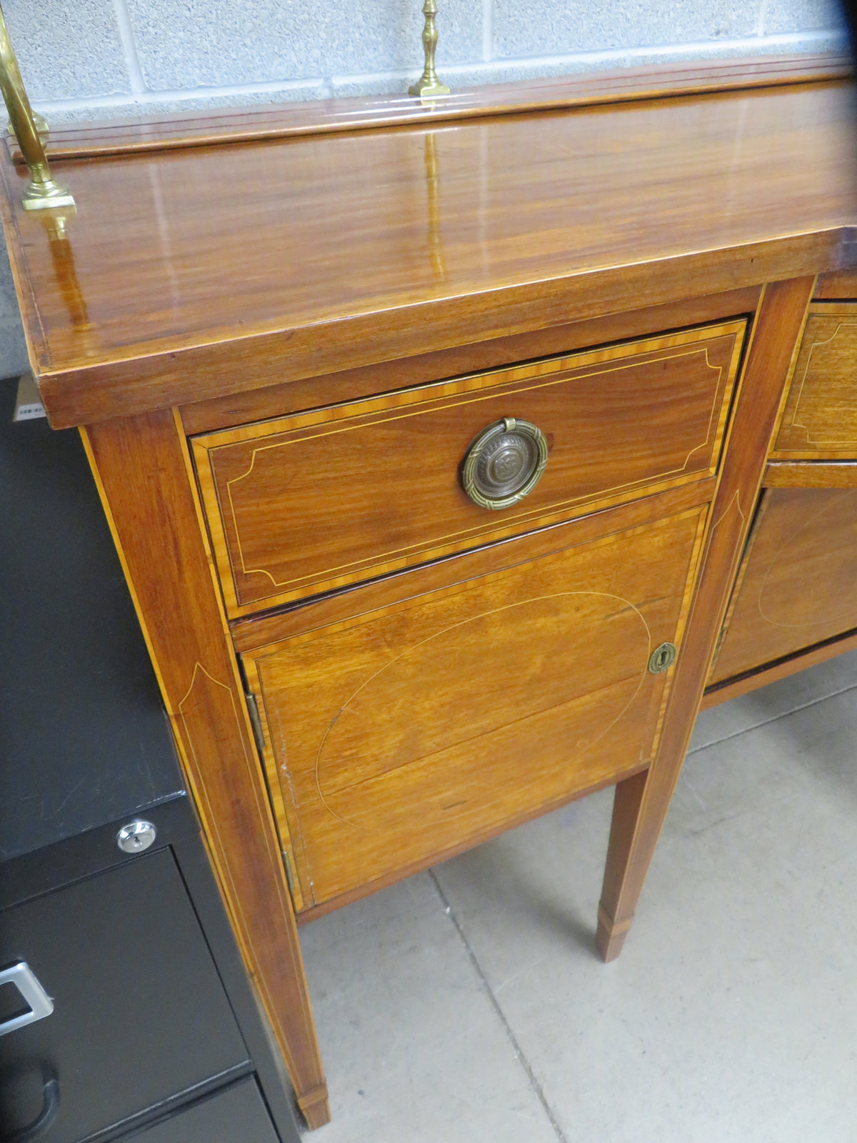 Solid Wood Side Board with Brass Accents