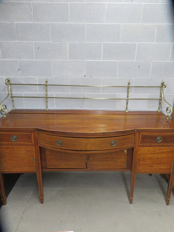 Solid Wood Side Board with Brass Accents