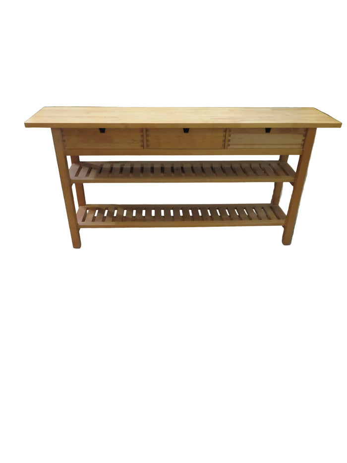 Birch Wood Occasional 3-Drawer Buffet Console Table
