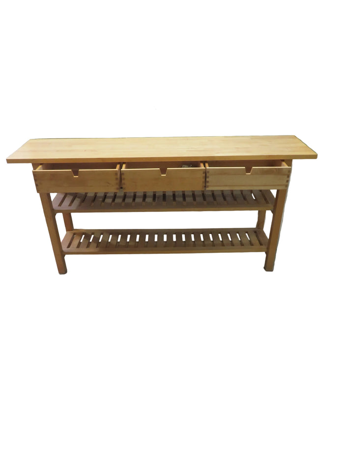 Birch Wood Occasional 3-Drawer Buffet Console Table