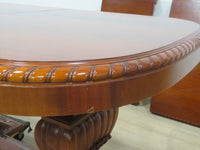 Wood Dining Table with Ornate Detailing and 2 Leaves