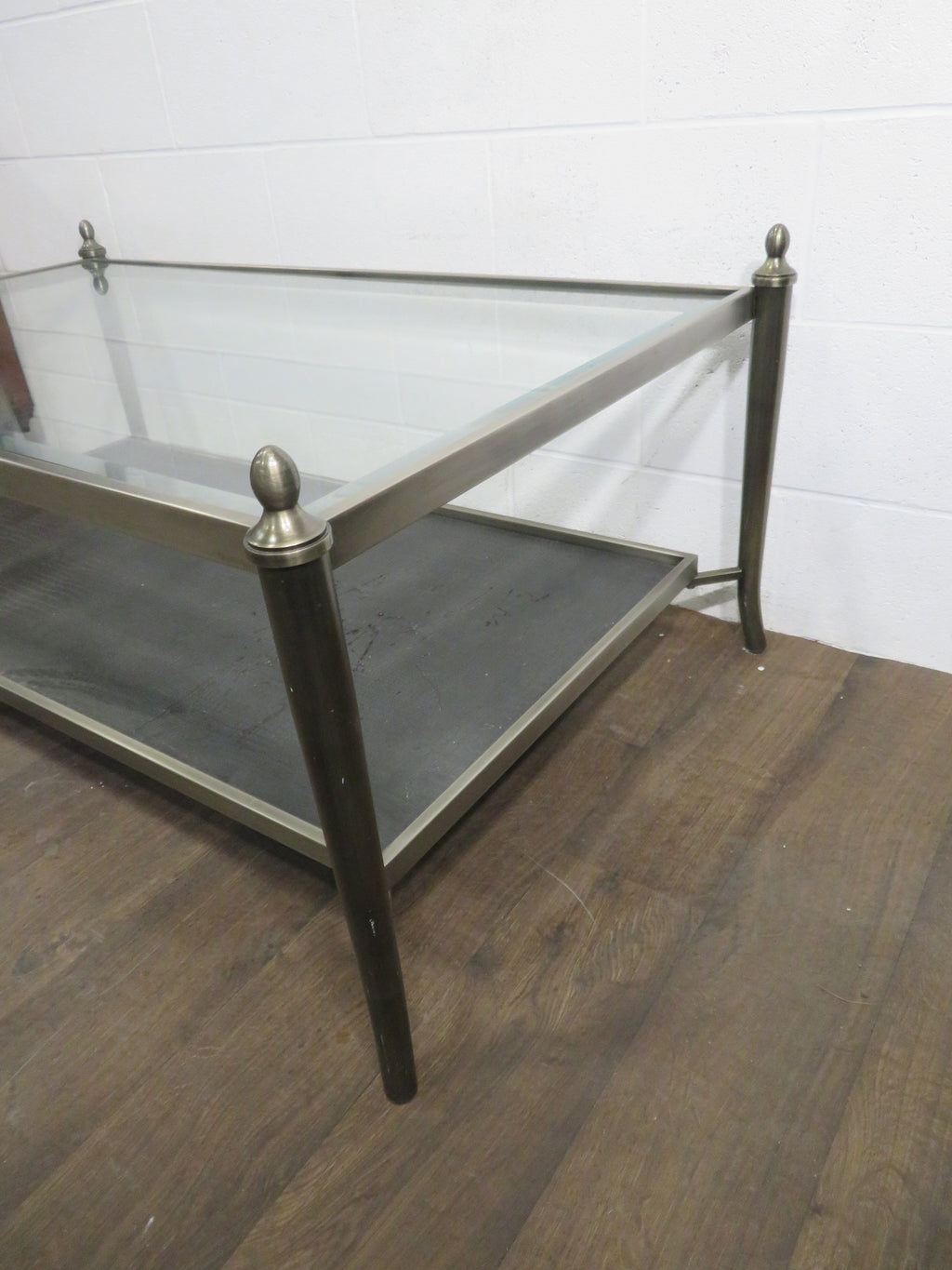 Metal Coffee Table with Beveled Glass Top