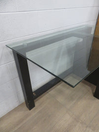 Single Pedestal Desk with Two Drawers and Glass Top