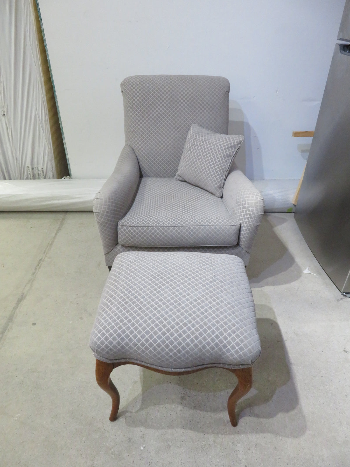 Lattice Pattern Armchair and Ottoman