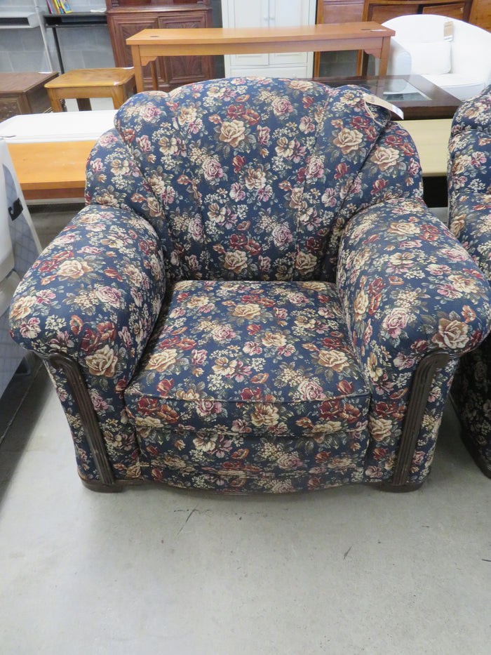 Dark Floral Patterned Arm Chair