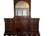 Traditional Old-World Style 9 Drawer Dresser with Mirror