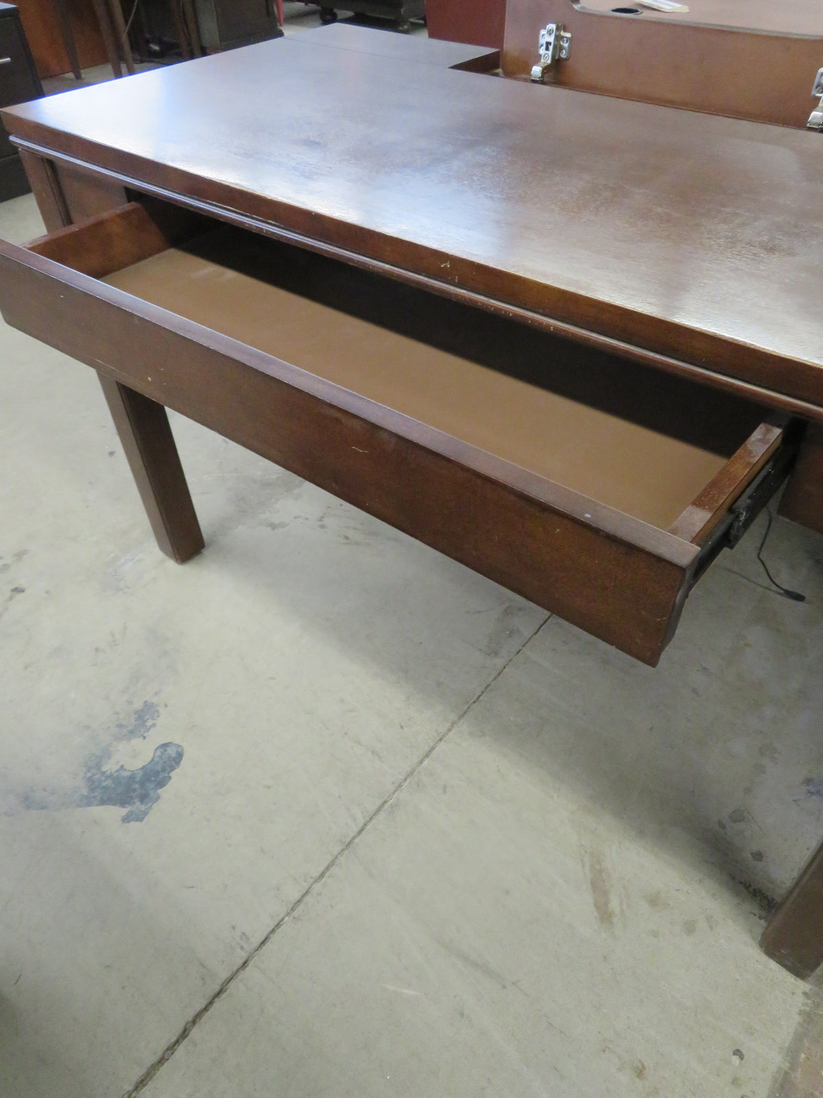 Wooden Desk with Built-in Electrical Outlets