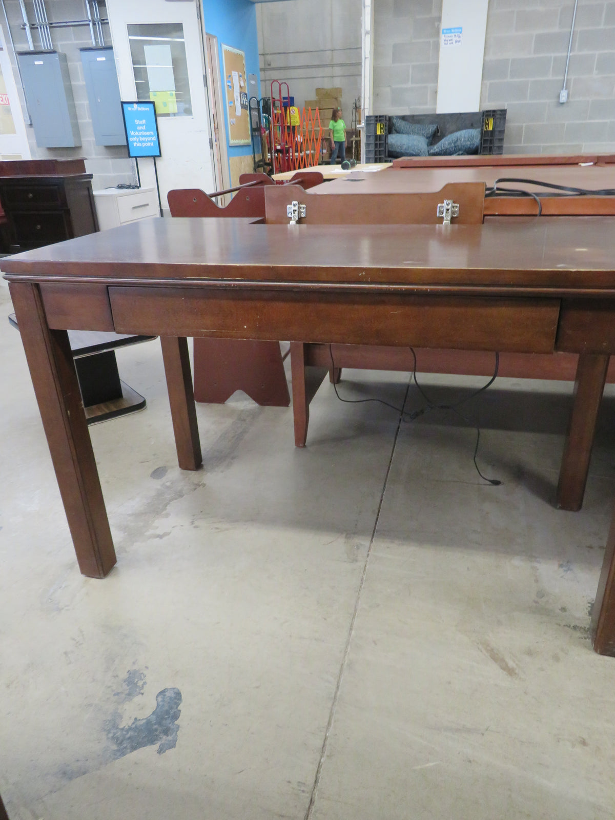 Wooden Desk with Built-in Electrical Outlets