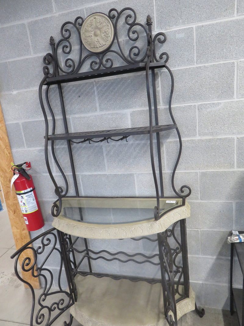 Dry Bar Cabinet - Wrought Iron and Stone