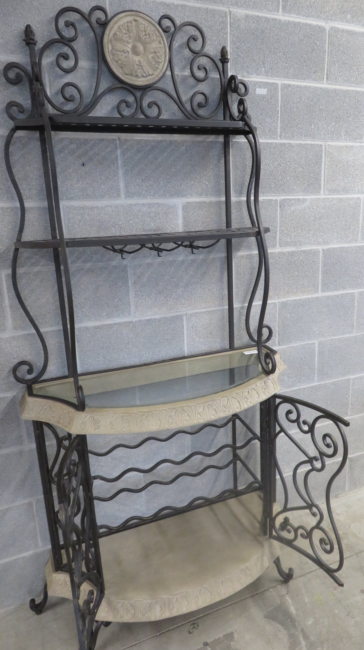 Dry Bar Cabinet - Wrought Iron and Stone