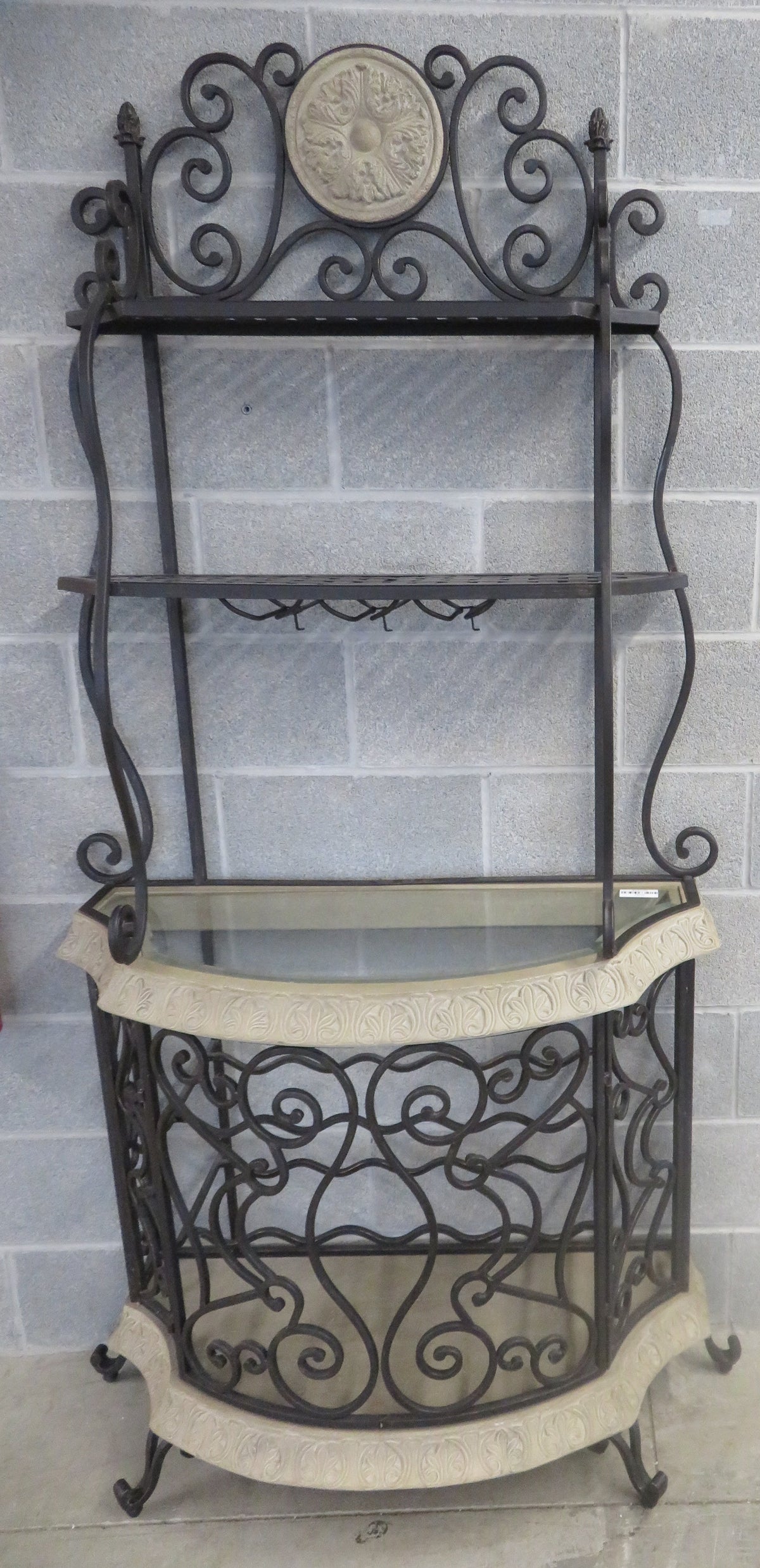 Dry Bar Cabinet - Wrought Iron and Stone