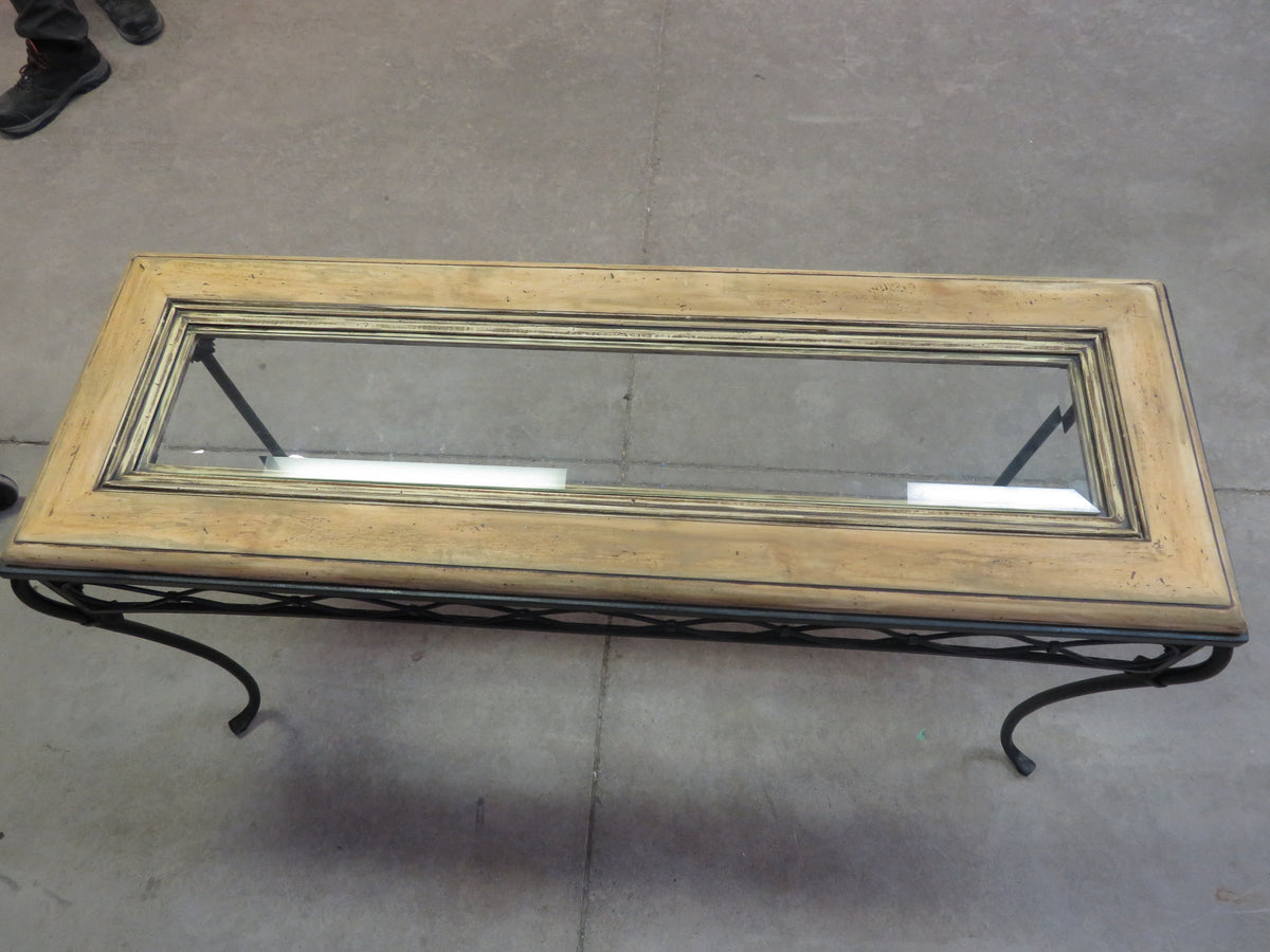 Console table with glass top and Metal Base
