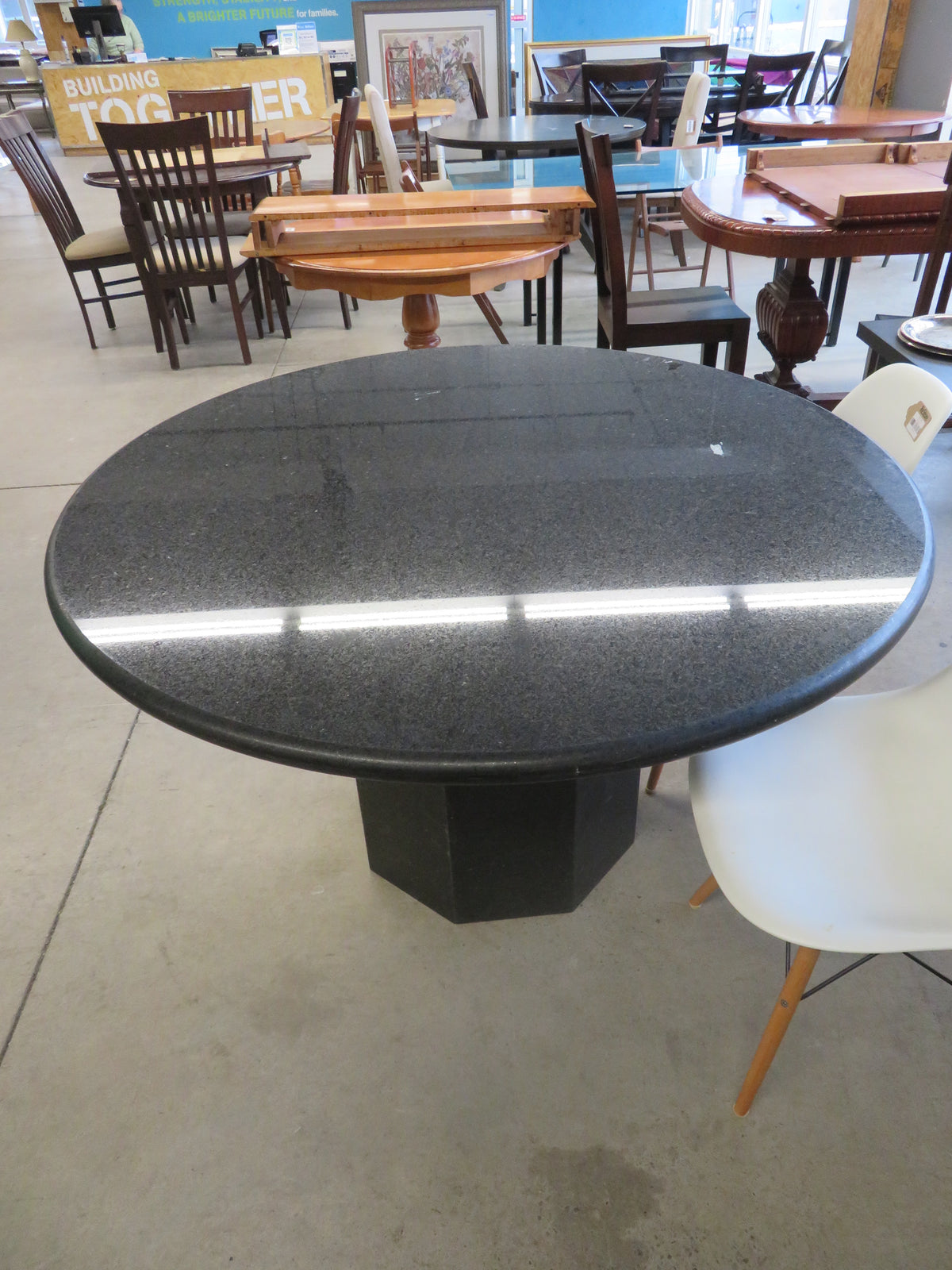 52" Diameter Solid Stone 2-Piece Table