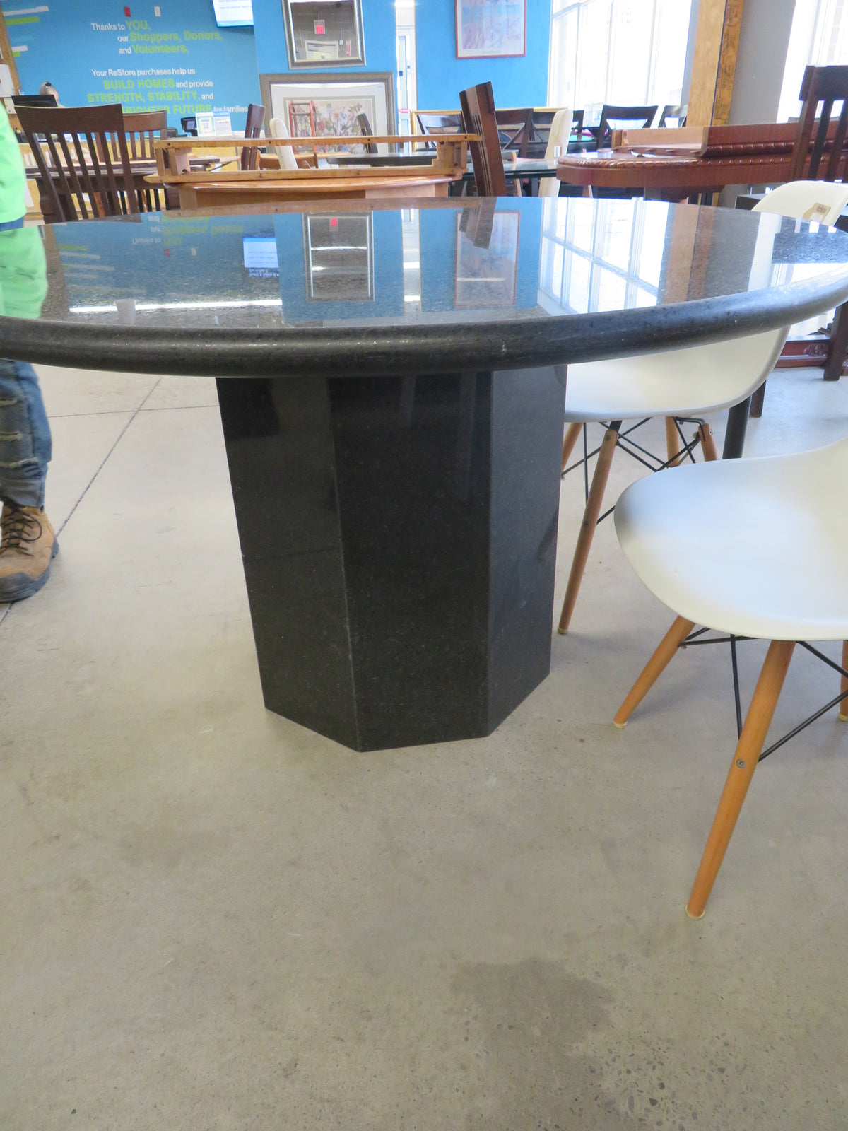 52" Diameter Solid Stone 2-Piece Table