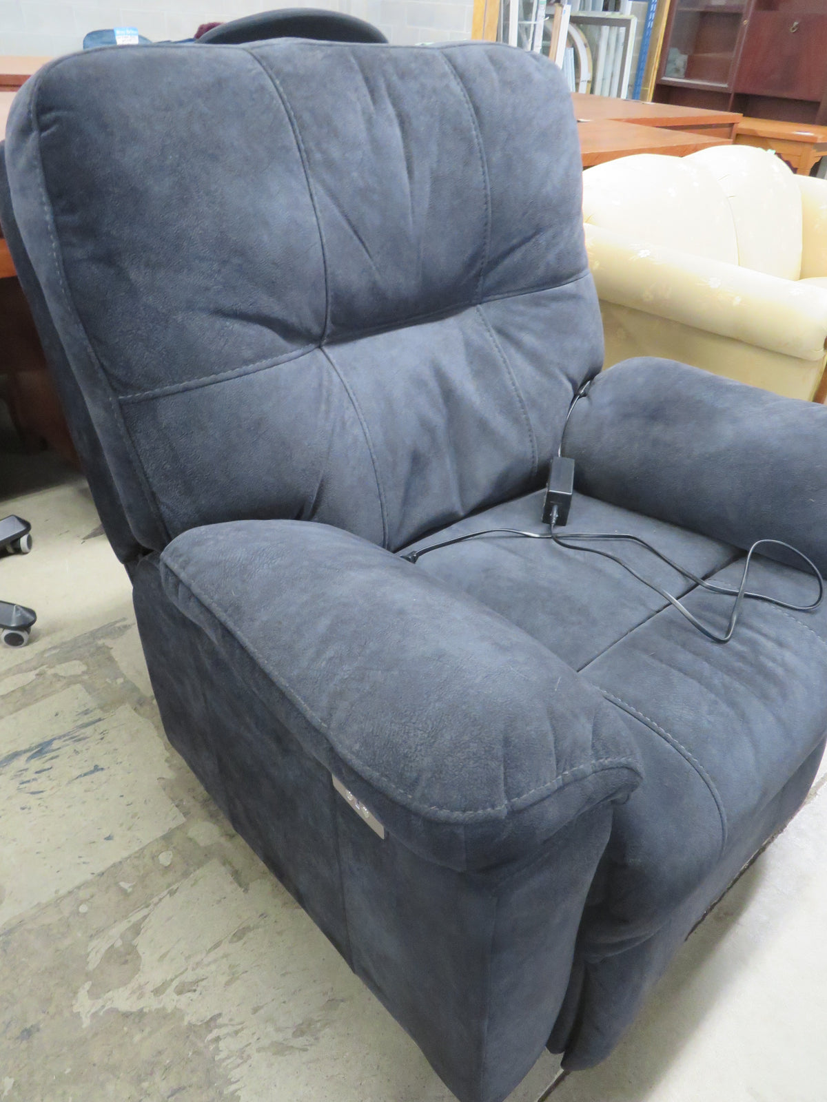 Electric Power Recliner in Navy Blue