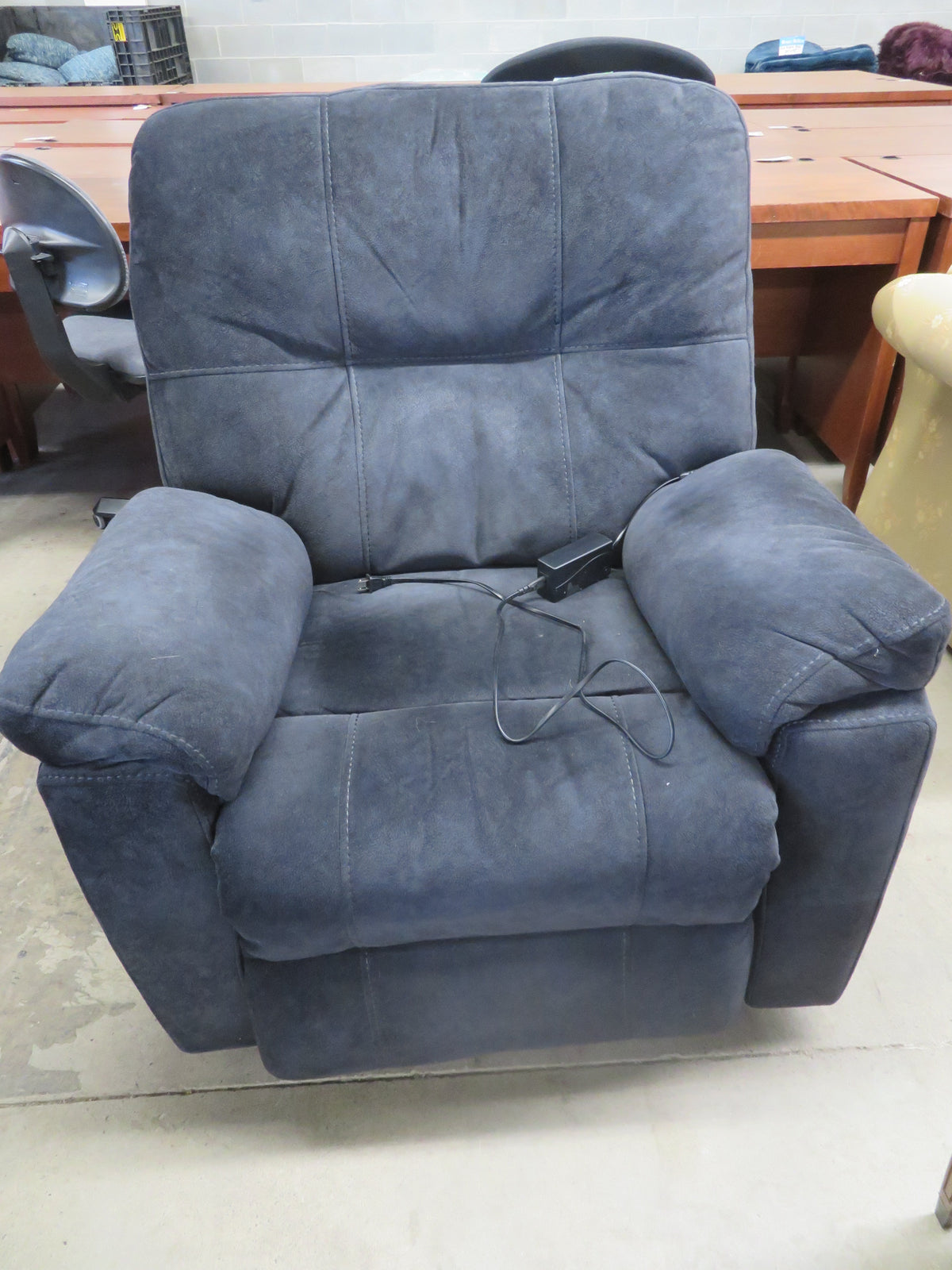 Electric Power Recliner in Navy Blue