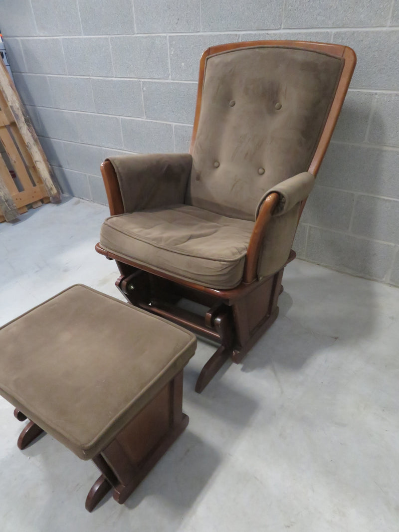 Rocking Chair and Ottoman in Brown Velour