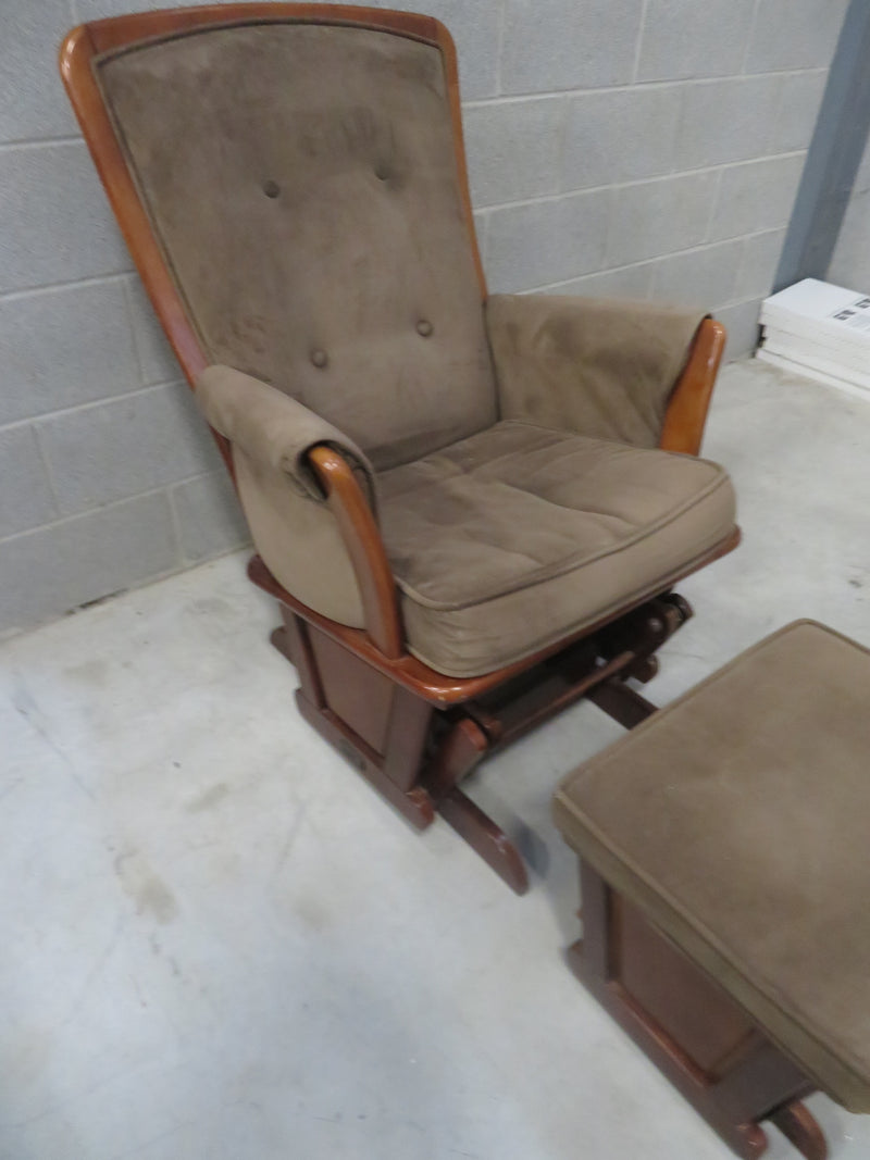 Rocking Chair and Ottoman in Brown Velour